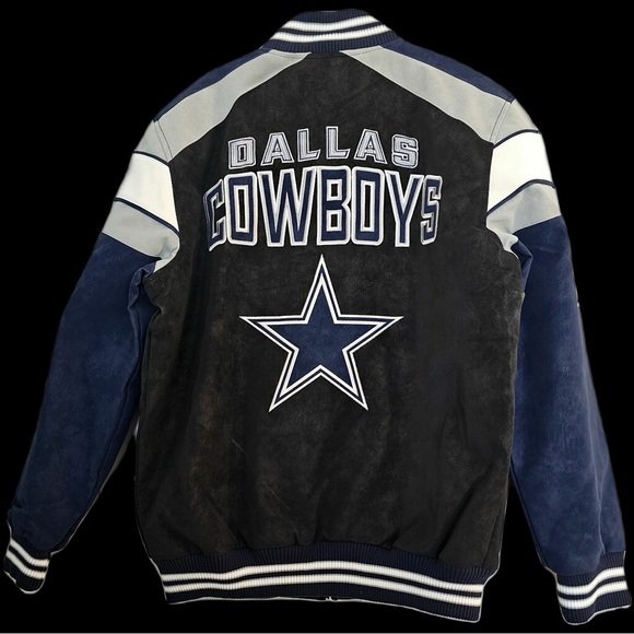 Mens G-III NFL Dallas Cowboys Varsity Suede Leather Jacket NWT - Picture 3 of 7